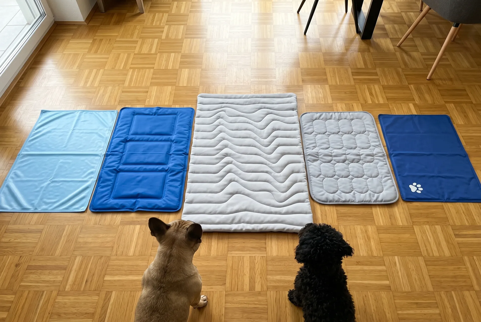 Hund entspannt auf der PfotenChill Kühlmatte